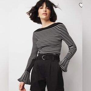 *NEW w/tag*- WHBM Striped Flare Cuff Sweater